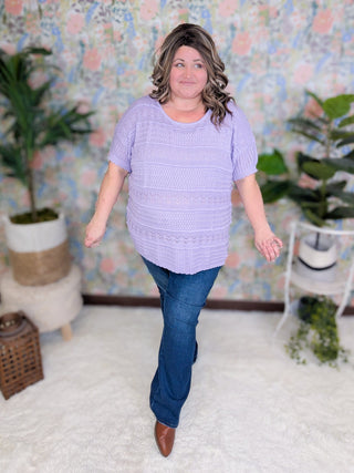 Kristina Lightweight Sweater w/Scallop Sleeve Detail-1- ShortSlv/Slvless Tops-WHITE BIRCH-Styled by Stacked - A Plus Size Women's Boutique in Lakeville, MN