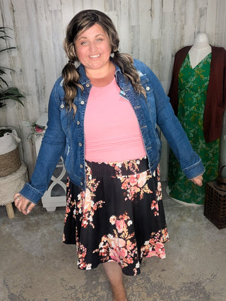 LA Lady Classic Distressed Stretch Denim Jacket (2 washes)-4- Overlayer Tops-enjean-Styled by Stacked - A Plus Size Women's Boutique in Lakeville, MN