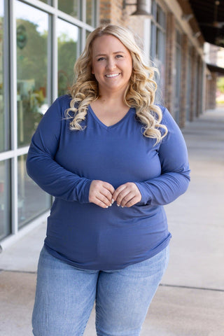 Larissa Premium Vneck Long Sleeve in Solids (13 COLORS)-2- Long Sleeve Tops-MICHELLE MAE-Styled by Stacked - A Plus Size Women's Boutique in Lakeville, MN