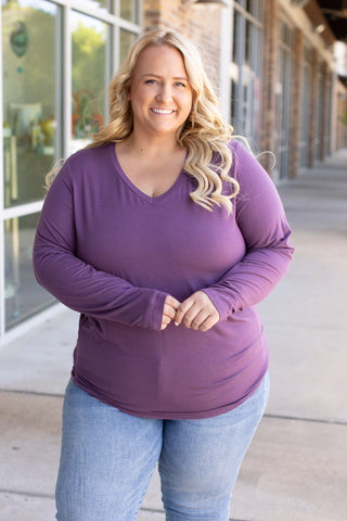 Larissa Premium Vneck Long Sleeve in Solids (13 COLORS)-2- Long Sleeve Tops-MICHELLE MAE-Styled by Stacked - A Plus Size Women's Boutique in Lakeville, MN