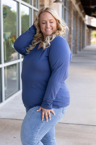 Larissa Premium Vneck Long Sleeve in Solids (13 COLORS)-2- Long Sleeve Tops-MICHELLE MAE-Styled by Stacked - A Plus Size Women's Boutique in Lakeville, MN