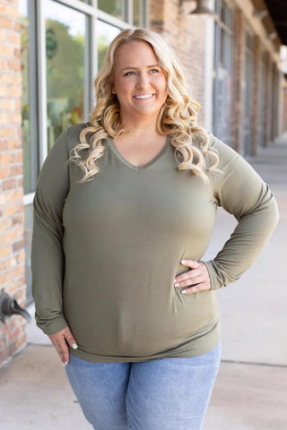 Larissa Premium Vneck Long Sleeve in Solids (13 COLORS)-2- Long Sleeve Tops-MICHELLE MAE-Styled by Stacked - A Plus Size Women's Boutique in Lakeville, MN