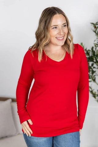 Larissa Premium Vneck Long Sleeve in Solids (13 COLORS)-2- Long Sleeve Tops-MICHELLE MAE-Styled by Stacked - A Plus Size Women's Boutique in Lakeville, MN