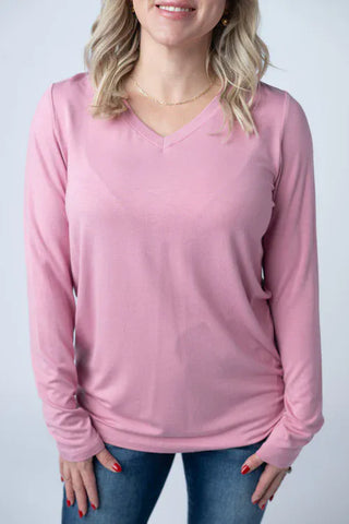 2- Long Sleeve Tops Larissa Premium Vneck Long Sleeve in Solids (13 COLORS) plus size clothing