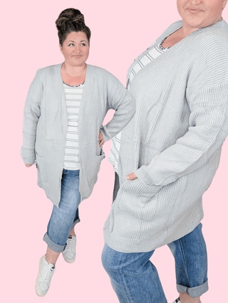 Layla Sweater Cardigan in Light Gray-4- Overlayer Tops-MICHELLE MAE-Styled by Stacked - A Plus Size Women's Boutique in Lakeville, MN
