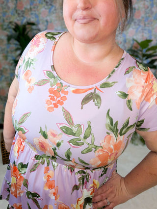 Lena Scoopneck Short Sleeve Babydoll in Florals-1- ShortSlv/Slvless Tops-BE STAGE-Styled by Stacked - A Plus Size Women's Boutique in Lakeville, MN