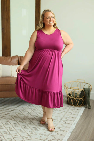 Lennon Tiered Solid Midi Dress w/Pockets (3 colors)-11- Dress/Romp/Jump-Michelle Mae-Styled by Stacked - A Plus Size Women's Boutique in Lakeville, MN