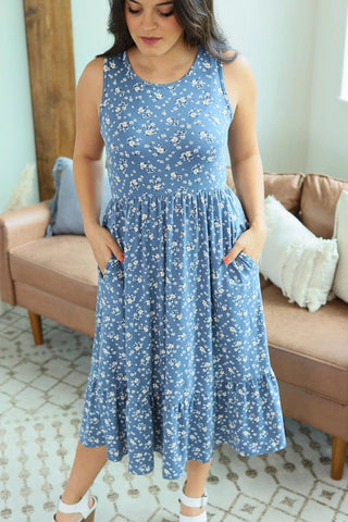 Lennon Tiered Floral Midi Dress w/Pockets (4 colors)-11- Dress/Romp/Jump-Michelle Mae-Styled by Stacked - A Plus Size Women's Boutique in Lakeville, MN