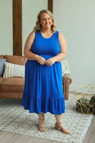 Lennon Tiered Solid Midi Dress w/Pockets (3 colors)-11- Dress/Romp/Jump-Michelle Mae-Styled by Stacked - A Plus Size Women's Boutique in Lakeville, MN