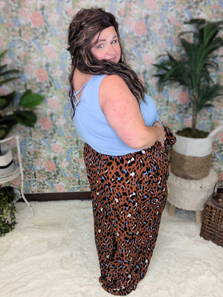 Leo Wide Leg Pants w/Tie Front in Animal Print-10- Bottoms Non-Denim-KORI-Styled by Stacked - A Plus Size Women's Boutique in Lakeville, MN
