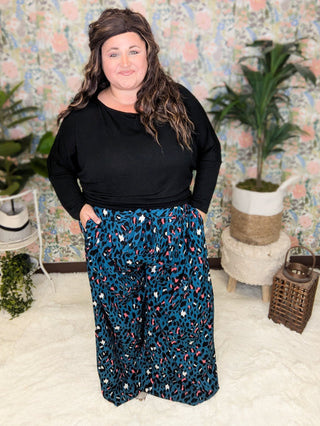 Leo Wide Leg Pants w/Tie Front in Animal Print-10- Bottoms Non-Denim-KORI-Styled by Stacked - A Plus Size Women's Boutique in Lakeville, MN