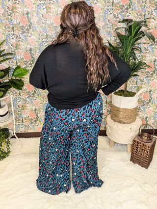Leo Wide Leg Pants w/Tie Front in Animal Print-10- Bottoms Non-Denim-KORI-Styled by Stacked - A Plus Size Women's Boutique in Lakeville, MN