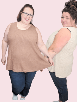 Lila Ribbed Boucle Knit Tank (2 colors)-1- ShortSlv/Slvless Tops-WHITE BIRCH-Styled by Stacked - A Plus Size Women's Boutique in Lakeville, MN