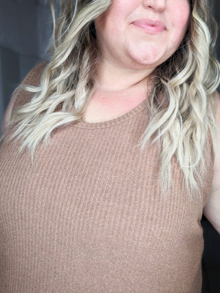 Lila Ribbed Boucle Knit Tank (2 colors)-1- ShortSlv/Slvless Tops-WHITE BIRCH-Styled by Stacked - A Plus Size Women's Boutique in Lakeville, MN