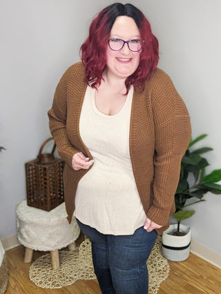 Lila Ribbed Boucle Knit Tank (2 colors)-1- ShortSlv/Slvless Tops-WHITE BIRCH-Styled by Stacked - A Plus Size Women's Boutique in Lakeville, MN