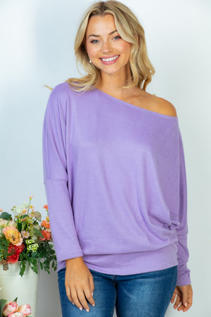 Lysette Lilac Long Sleeve Off Shoulder Dolman Top
