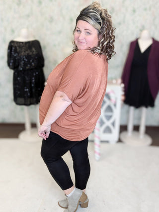 Lina Slinky Draped Dolman Short Sleeve Top-1- ShortSlv/Slvless Tops-BE STAGE-Styled by Stacked - A Plus Size Women's Boutique in Lakeville, MN