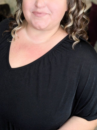 Lina Slinky Draped Dolman Short Sleeve Top-1- ShortSlv/Slvless Tops-BE STAGE-Styled by Stacked - A Plus Size Women's Boutique in Lakeville, MN