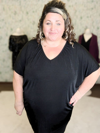 Lina Slinky Draped Dolman Short Sleeve Top-1- ShortSlv/Slvless Tops-BE STAGE-Styled by Stacked - A Plus Size Women's Boutique in Lakeville, MN