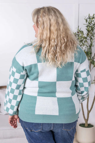 Lindy Checker Board Cozy Sweater (2 Colors)-2- Long Sleeve Tops-MICHELLE MAE-Styled by Stacked - A Plus Size Women's Boutique in Lakeville, MN