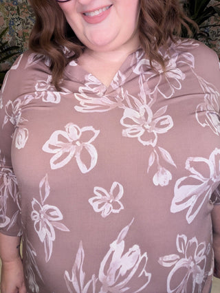 Linnea Drawn Floral 3/4 Sleeve Gabby Top (2 colors)-2- Long Sleeve Tops-WHITE BIRCH-Styled by Stacked - A Plus Size Women's Boutique in Lakeville, MN