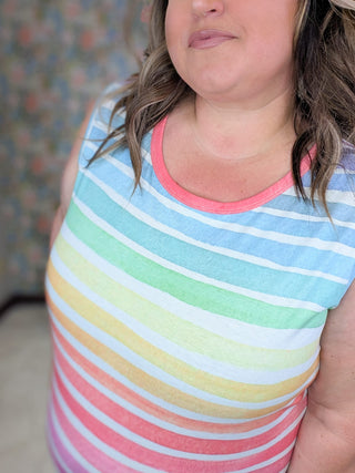 Livi Scoopneck Tank in Ombre Rainbow plus size clothing