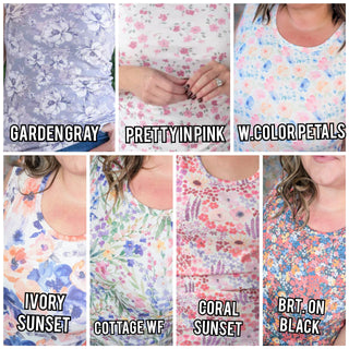 1- ShortSlv/Slvless Tops Livi Triple Stretch Scoopneck Tank in Florals (7 Colors) plus size clothing