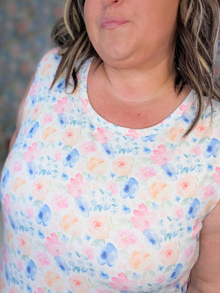 1- ShortSlv/Slvless Tops Livi Triple Stretch Scoopneck Tank in Florals (7 Colors) plus size clothing