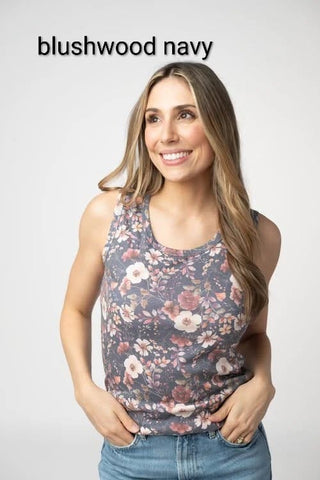 1- ShortSlv/Slvless Tops Livi Triple Stretch Scoopneck Tank in Florals (8 Colors) plus size clothing