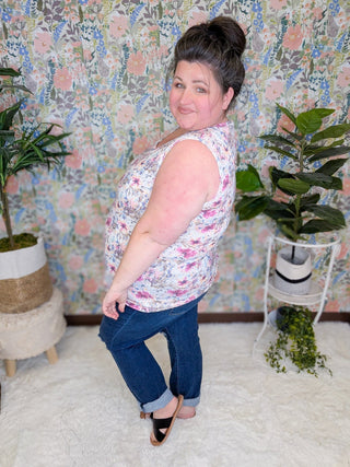 Livi Triple Stretch Scoopneck Tank in Florals (9 Colors)-1- ShortSlv/Slvless Tops-MICHELLE MAE-Styled by Stacked - A Plus Size Women's Boutique in Lakeville, MN