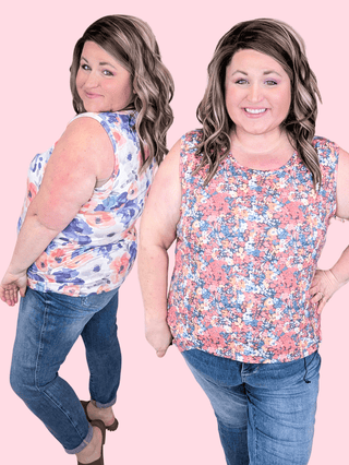 Livi Triple Stretch Scoopneck Tank in Florals (9 Colors)-1- ShortSlv/Slvless Tops-MICHELLE MAE-Styled by Stacked - A Plus Size Women's Boutique in Lakeville, MN