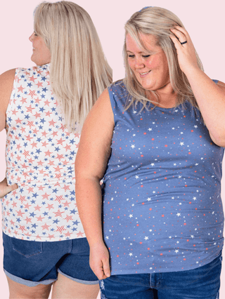 ***Livi Triple Stretch Tank in Americana Vibes-1- ShortSlv/Slvless Tops-Michelle Mae-Styled by Stacked - A Plus Size Women's Boutique in Lakeville, MN
