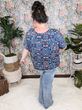 Liza Slouchy Dolman Vneck Top in Confetti Dots-1- ShortSlv/Slvless Tops-BE STAGE-Styled by Stacked - A Plus Size Women's Boutique in Lakeville, MN