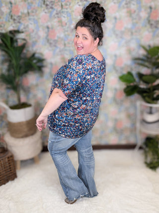 Liza Slouchy Dolman Vneck Top in Confetti Dots-1- ShortSlv/Slvless Tops-BE STAGE-Styled by Stacked - A Plus Size Women's Boutique in Lakeville, MN