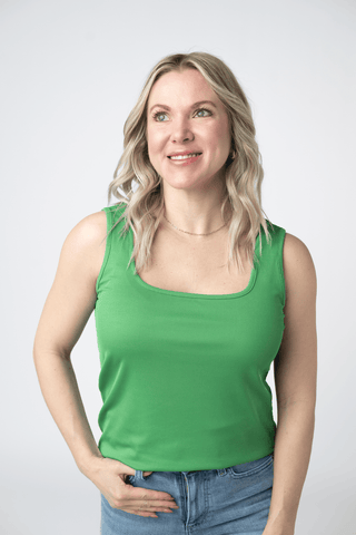 Logan U-Neck Ribbed Tank in Solids plus size clothing
