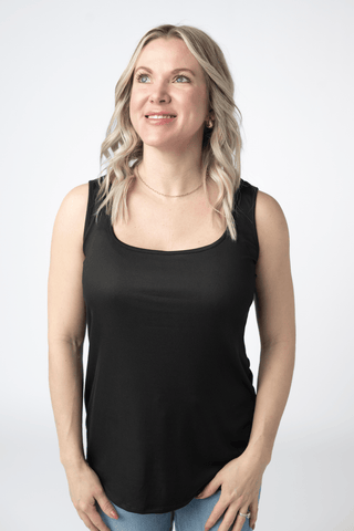 1- ShortSlv/Slvless Tops Logan U-Neck Ribbed Tank in Solids plus size clothing