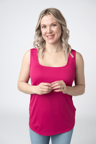 1- ShortSlv/Slvless Tops Logan U-Neck Ribbed Tank in Solids plus size clothing