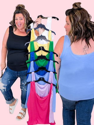 1- ShortSlv/Slvless Tops Logan U-Neck Ribbed Tank in Solids plus size clothing