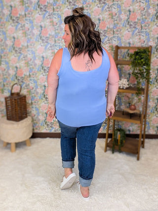 1- ShortSlv/Slvless Tops Logan U-Neck Ribbed Tank in Solids plus size clothing