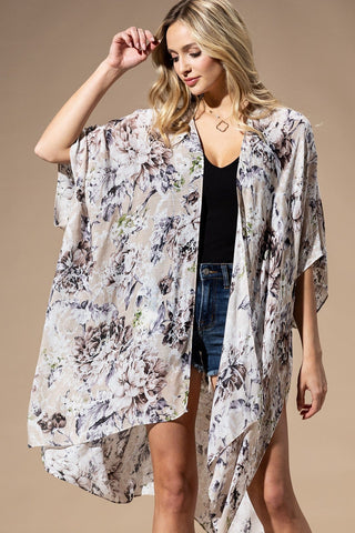 $0 Down Preorder: London Soft + Subtle Kimono in Beige Floral-4- Overlayer Tops-urbanista-Styled by Stacked - A Plus Size Women's Boutique in Lakeville, MN