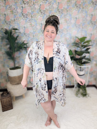 London Soft + Subtle Kimono in Beige Floral-4- Overlayer Tops-urbanista-Styled by Stacked - A Plus Size Women's Boutique in Lakeville, MN