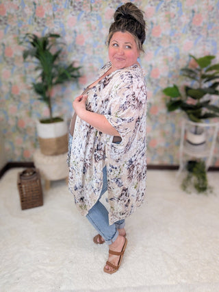 $0 Down Preorder: London Soft + Subtle Kimono in Beige Floral-4- Overlayer Tops-urbanista-Styled by Stacked - A Plus Size Women's Boutique in Lakeville, MN