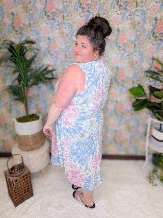 Lorie Vneck TieDye Midi Dress-11- Dress/Romp/Jump-sweet lovely by jen-Styled by Stacked - A Plus Size Women's Boutique in Lakeville, MN