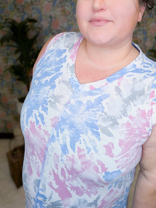 Lorie Vneck TieDye Midi Dress-11- Dress/Romp/Jump-sweet lovely by jen-Styled by Stacked - A Plus Size Women's Boutique in Lakeville, MN