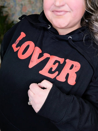 LOVER Graphic Hoodie in Black + Red-6- Graphic Tops-SEW IN LOVE-Styled by Stacked - A Plus Size Women's Boutique in Lakeville, MN