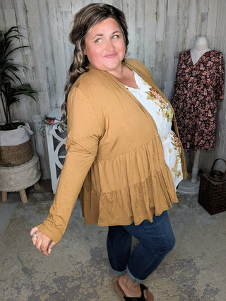 Lucia Tiered Tissue Weight Cardigan (6 colors)-4- Overlayer Tops-BE STAGE-Styled by Stacked - A Plus Size Women's Boutique in Lakeville, MN