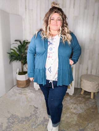 Lucia Tiered Tissue Weight Cardigan (6 colors)-4- Overlayer Tops-BE STAGE-Styled by Stacked - A Plus Size Women's Boutique in Lakeville, MN