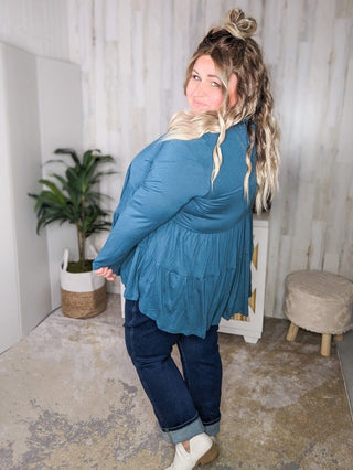 Lucia Tiered Tissue Weight Cardigan (6 colors)-4- Overlayer Tops-BE STAGE-Styled by Stacked - A Plus Size Women's Boutique in Lakeville, MN
