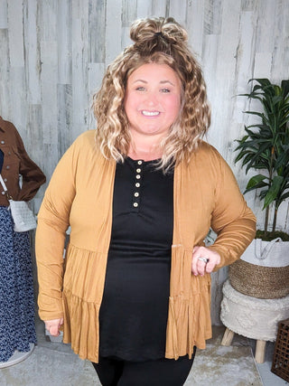 Lucia Tiered Tissue Weight Cardigan (6 colors)-4- Overlayer Tops-BE STAGE-Styled by Stacked - A Plus Size Women's Boutique in Lakeville, MN