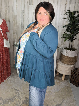 Lucia Tiered Tissue Weight Cardigan (6 colors)-4- Overlayer Tops-BE STAGE-Styled by Stacked - A Plus Size Women's Boutique in Lakeville, MN